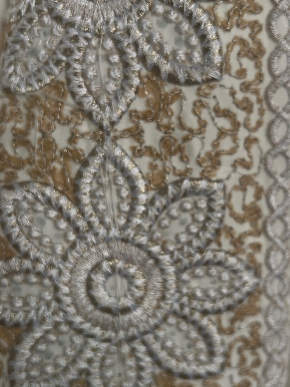 Vintage Silk Heavily Embroidered Kaftan/Duster/Robe Open Front Boho Resort Ivory - Picture 7 of 11